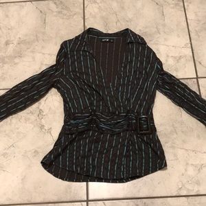 Brown and teal dress shirt